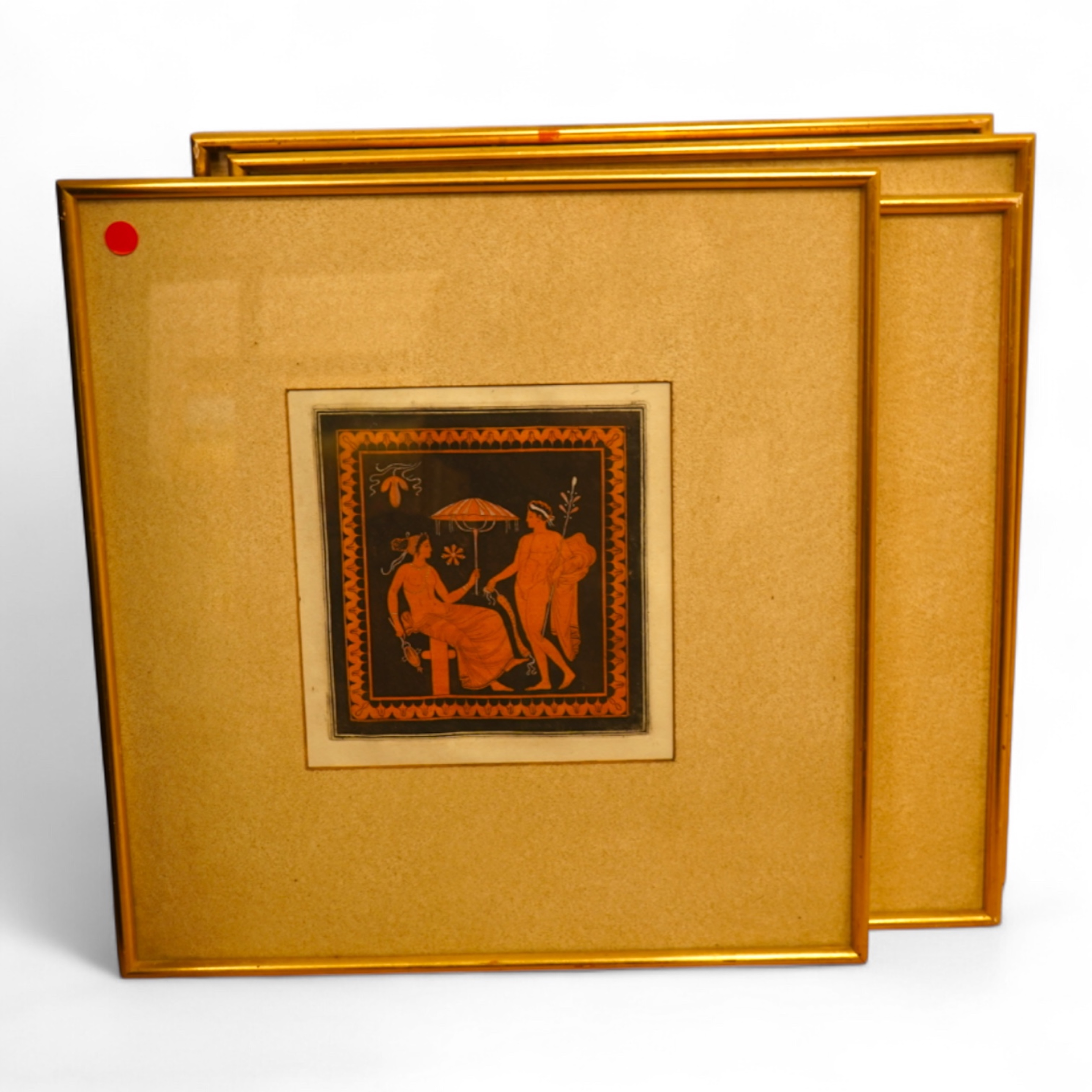 Sir William Hamilton RA (1730-1803), four square coloured engraved plates from ‘Collection of Etruscan, Greek, and Roman Antiquities’, each 22 x 22cm